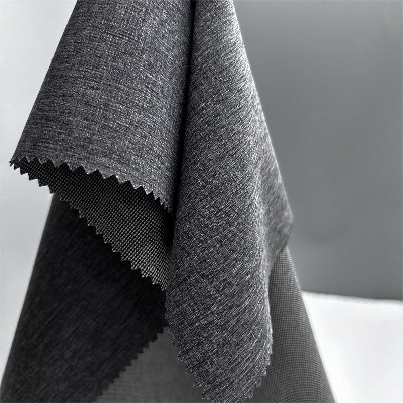 ডাবল টোন পার্ল ডট ক্যাটিওনিক পলিস্টার ফ্যাব্রিক চারটি উপায় প্রসারিত শণীর মতো টেক্সচার সহ পৃষ্ঠের উপর